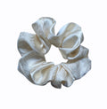 White Floral Satin Scrunchy