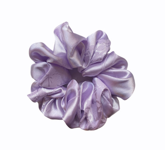 Lavender Floral Satin Scrunchy