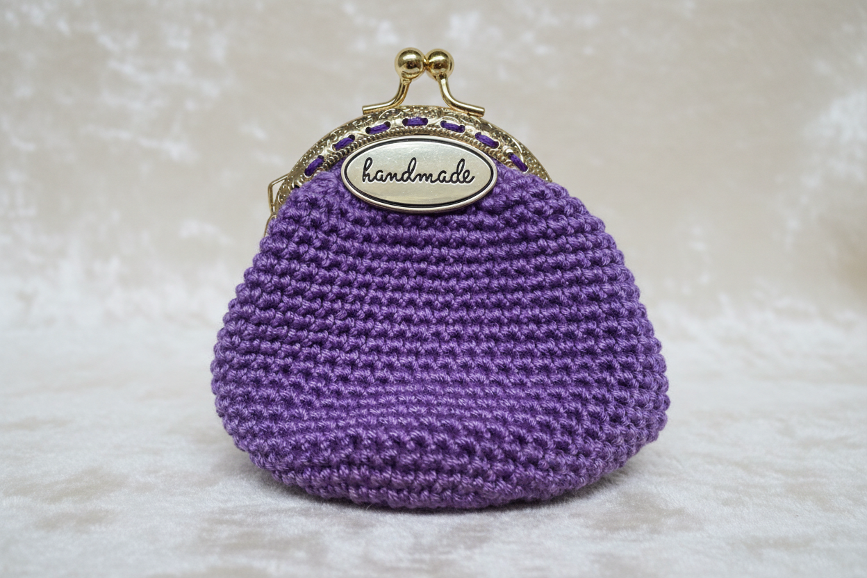 Violet Crochet Clasp Pouch
